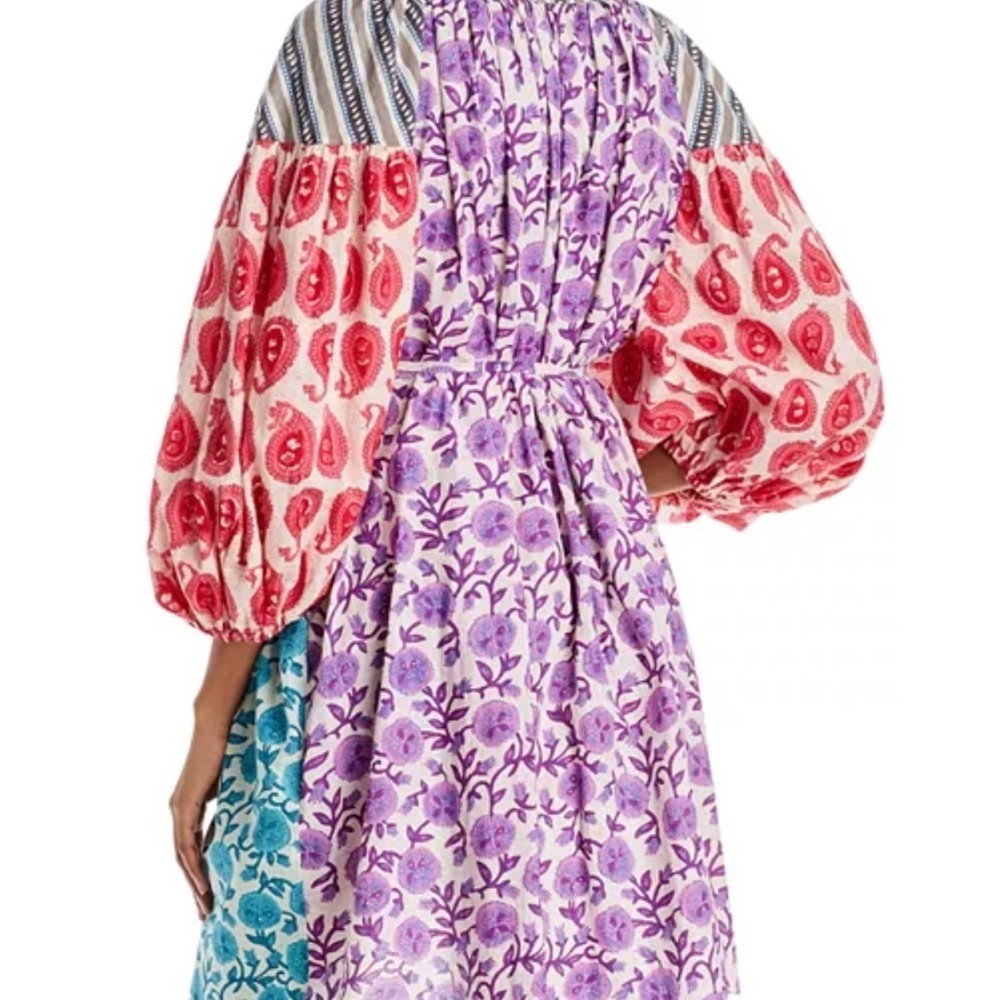 NEW Charina Sarte Floral Dress Women's XS Blue/Purple/Pink Balloon Sleeve Boho - Picture 3 of 14
